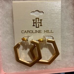 Caroline Hill Gold Hexagon Earrings NWT